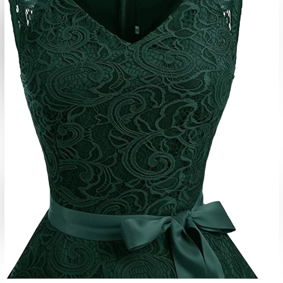 green lace fit and flare dress